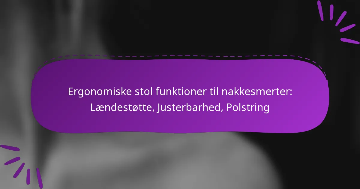 Ergonomiske stol funktioner til nakkesmerter: Lændestøtte, Justerbarhed, Polstring