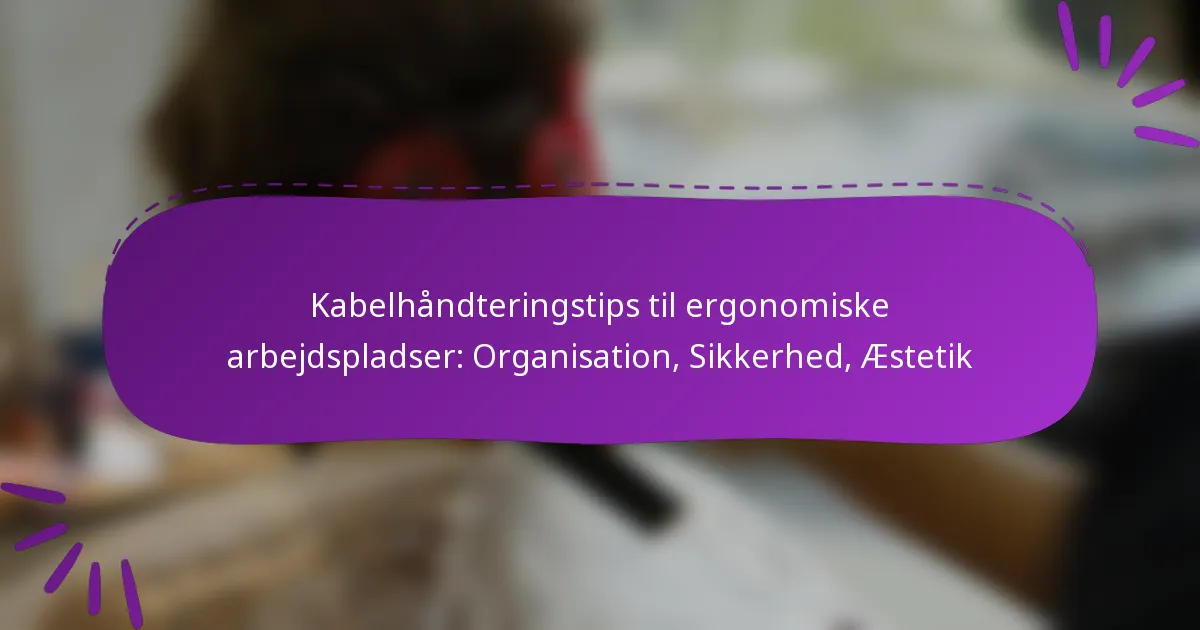 Kabelhåndteringstips til ergonomiske arbejdspladser: Organisation, Sikkerhed, Æstetik