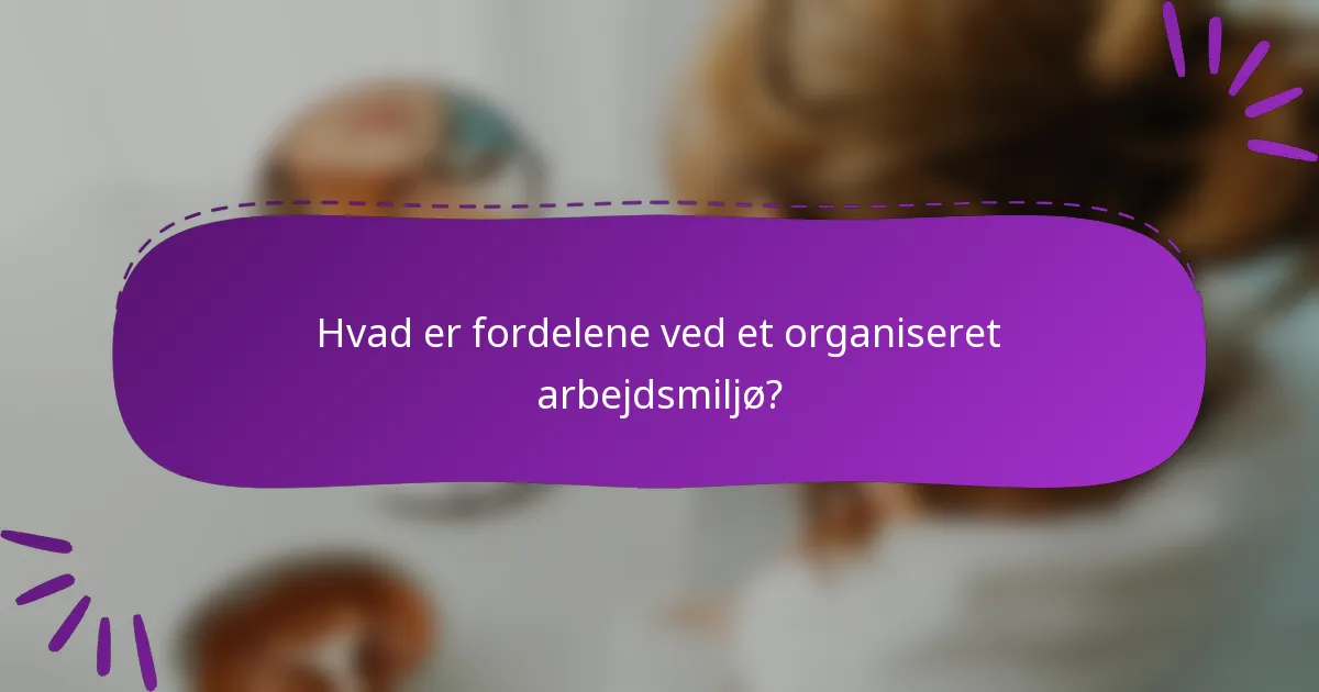 Hvad er fordelene ved et organiseret arbejdsmiljø?